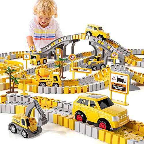 Wholesale 🔥 IHaHa 236 PCS Construction Toys Race Tracks For Boys Kids Toys 6 PCS Construction Car And Flexible Track Playset Create A Engineering Road For 3 4 5 6 Year Old Boys 👧 Girls Toys ⭐