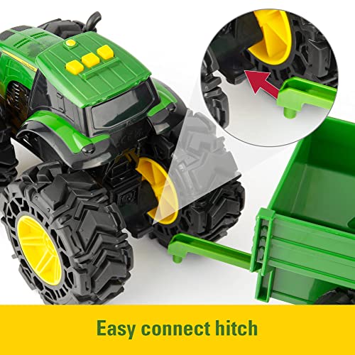 Best Sale 👍 Toddler Toys Lights And Sounds Monster Treads Tractor Toy With Wagon 8 Inch Green Ages 3+  Red 🥰