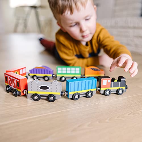 Brand new ⭐ Wooden Train Cars (8 Pcs) – Magnetic Train Wooden Train Toys Train Sets For Toddlers And Kids Ages 3+ 🛒