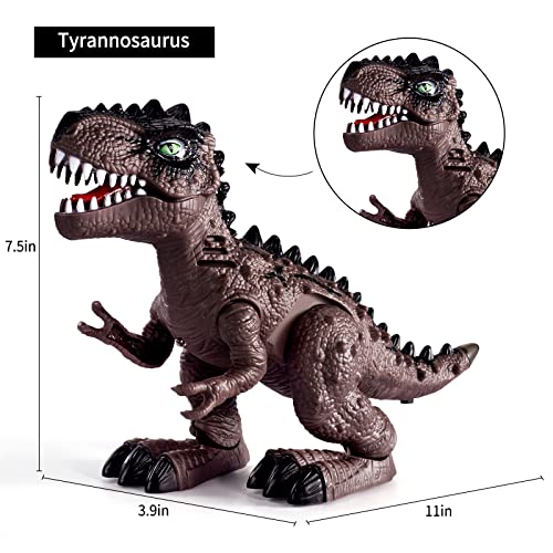 New 🤩 3 Pack Electric Walking Dinosaur Toys For Toddlers 2-4 3-5 Years With Roar Sounds And Lights Up Realistic Robot T-Rex Brachiosaurus Stegosaurus Dinosaur Figures For Kids 🎉