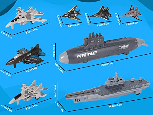 Best deal 🥰 Aircraft Carrier Military Naval Ship Toy Play Set With Small Scale Model Planes Fighter Jets Battleship And Supply Ship For Kids Boy Girl Age 5+ Party Favors Gifts Naval Ship-02 🌟