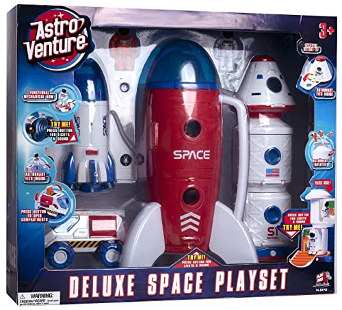 Flash Sale ⭐ Stro Venture Deluxe Space Playset Toy – Space Shuttle Space Station &amp; Capsule Space Rover &amp; Rocket W/Lights And Sound – Space Toys For Boys And 👧 Girls 🧨