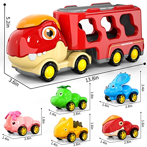 New ❤️ Dinosaur Truck Toys For Kids 3-5 Years  Cars Toys For Toddler 1-3  6 In 1 Jurassic Dinosaurs Trucks Toys  Semi Truck Toy Car For Boys And 👧 Girls Age 2-3  Best Gift For Baby &amp; Toddler Toys 💯