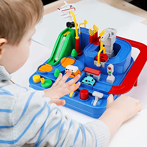 New 🎁 Car Adventure Toys Race Track For Toddlers – Boy Toy &amp; Race Tracks For Boys – Toddler Car Toys Preschool Educational Toy Cars For Kids 3 4 5 6 7 Year Old Car Track Gifts For Kids 🔥