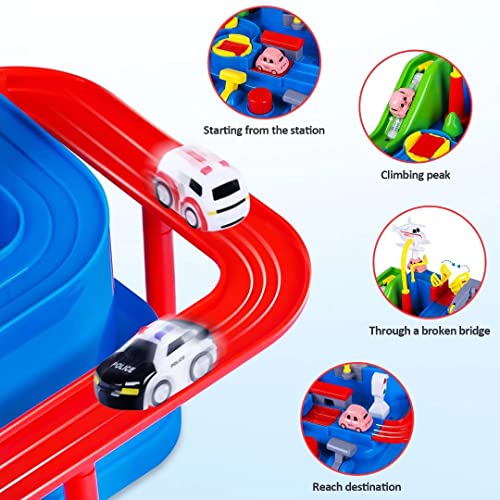 Cheapest 🧨 Car Adventure Toys For Kids City Rescue Playsets Magnet Toys W/ 5 Mini Cars Puzzle Rail Car Preschool Educational Car Games Gift For 3 4 5 6 7 Year Old Boys 👧 Girls ✨