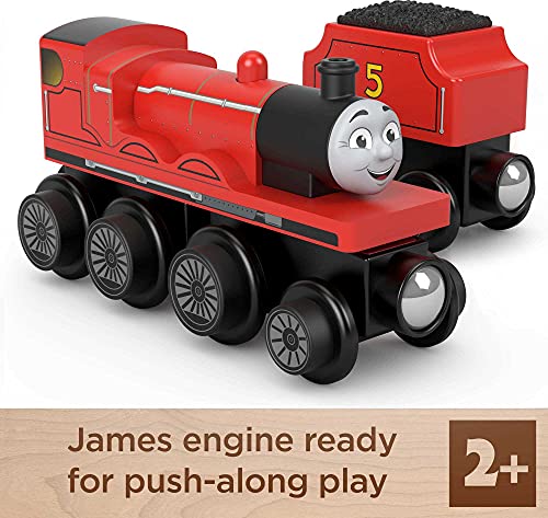 Cheap 👍 Wooden Railway James Engine And Coal Car Push-Along Train Made From Sustainably Sourced Wood For Kids 2 Years And Up 🛒