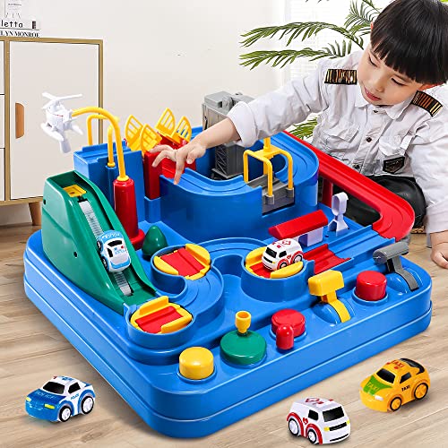Best Pirce 🧨 Kids Race Track Toys For Boy Car Adventure Toy For 3 4 5 6 7 Years Old Boys 👧 Girls Puzzle Rail Car City Rescue Playsets Magnet Toys W/ 3 Mini Cars Preschool Educational Car Games Gift Toys 🌟