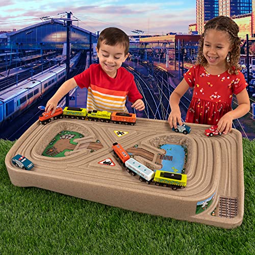 Flash Sale 🧨 Portable Carry And Go Kids Race Track Toy Car Train Table 2-Sided No Assembly For Children 3 4 5 6 7 Years Old Boys 👧 Girls Made In USA 🌟