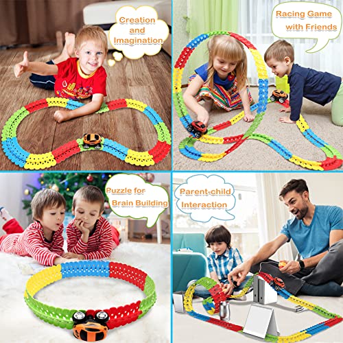 Outlet 👏 Toys For 3 Year Old Boys,Kids Toys For Boys 👧 Girls Age 3-5,184 PCS Toddler Toys Race Car Track Set With Flexible Track Create A Road Race,DIY Magic Car Toys For 3 4 5 Year Old ❄ Christmas 🎂 Birthday Gifts Red Green Yellow Blue 👍