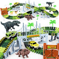 Deals ⭐ Dinosaur Toys-187 Pcs Create A Dinosaur World Road Race Flexible Track Playset 4 Dinosaurs-2 Race Cars For 3 4 5 6 Years Up Old Boys 👧 Girls Best Gift 👍