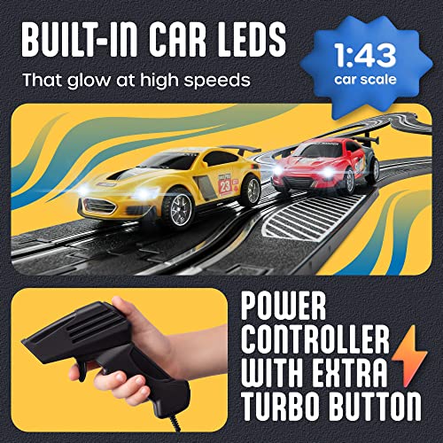 Coupon 👍 Slot Car Race Track Sets – Battery Or Electric Race Car Track With 4 Cars Dual Electric Race Track W/ 2 Remotes Lap Counter &amp; Lights For 👧 Girls &amp; Boys Age 8-12 ❤️