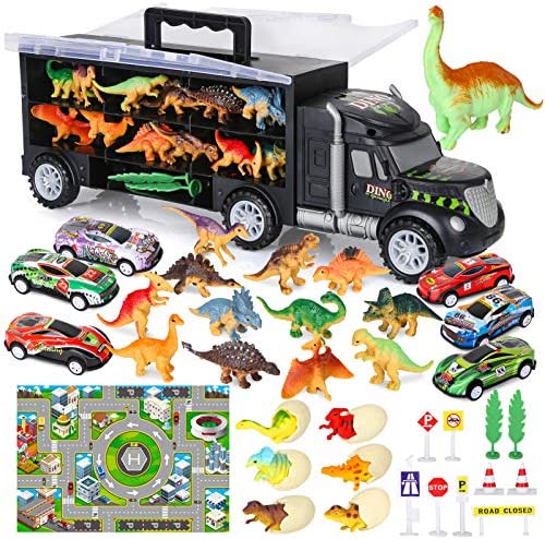 Coupon ⌛ Dinosaur Toys For Kids 3-5 Dinosaur Truck Carrier Transport Truck Dinosaurs Toys For Boys And 👧 Girls 3 4 5 6 Years Old With Dino Eggs 23 Pcs Kids Toys Dinosaur 🌟