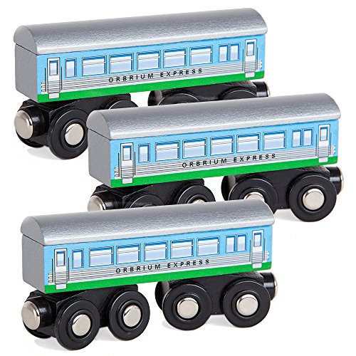 Best Sale ✨ Toys 3 Pcs Large Wooden Railway Express Coach Cars Fits Thomas The Tank Engine Brio Chuggington Wooden Train 👍