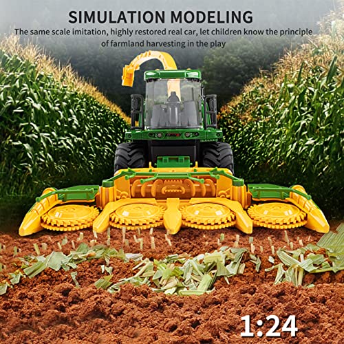 Best deal 😀 Remote Control Trucks Tractor Toy For Kids – 1:24 Rc Silage Harvester With Smoke Construction Vehicle Farm Tractors With Lights &amp; Sounds ❄ Christmas 🥳 Birthday Presents For Boys &amp; 👧 Girls 3-8 Years Old ❤️