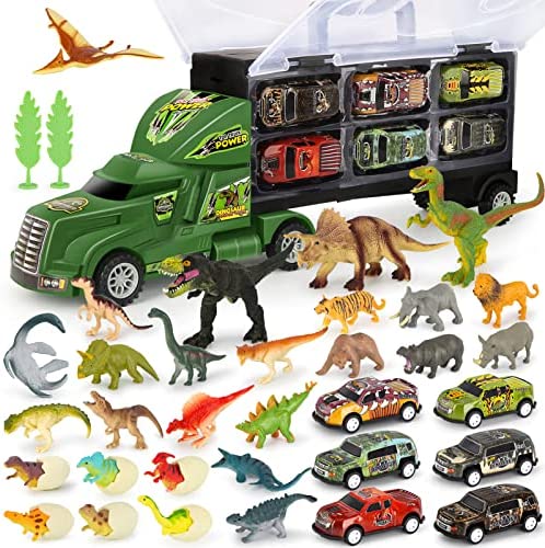 Coupon ⌛ Dinosaur Toys For Kids 3-5 Dinosaur Truck Carrier Transport Truck Dinosaurs Toys For Boys And 👧 Girls 3 4 5 6 Years Old With Dino Eggs 23 Pcs Kids Toys Dinosaur 🌟
