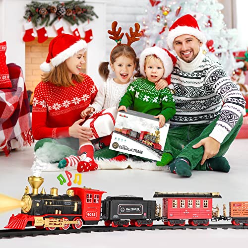 Cheap 🤩 Train Set – Train Toy For Boys 👧 Girls W/ Smokes Lights &amp; Sound Railway Kits W/ Steam Locomotive Engine Cargo Cars &amp; Tracks 🎁 Christmas Gifts For 3 4 5 6 7 8+ Year Old Kids Red 😍