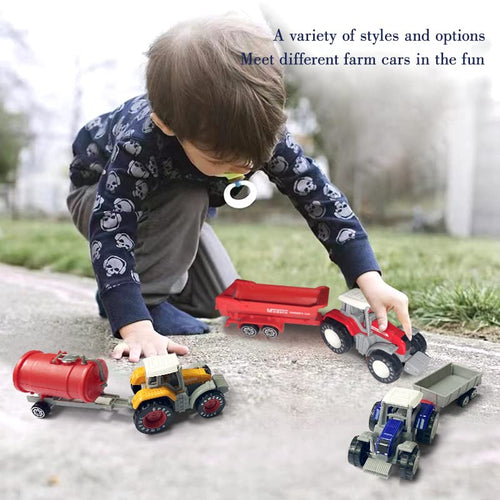 Best Pirce 🥰 Kid’s Farm Tractor Toys With Trailers ,Alloy And ABS Toy Truck Realistic Tractor Vehicle Value Play Set（Set Of 4） 😉