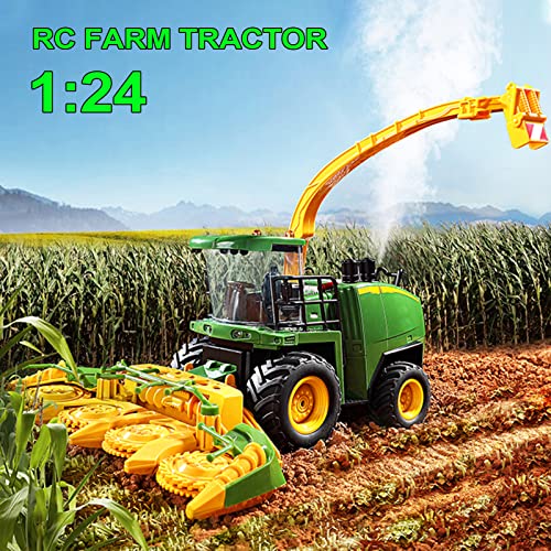 Best deal 😀 Remote Control Trucks Tractor Toy For Kids – 1:24 Rc Silage Harvester With Smoke Construction Vehicle Farm Tractors With Lights &amp; Sounds ❄ Christmas 🥳 Birthday Presents For Boys &amp; 👧 Girls 3-8 Years Old ❤️